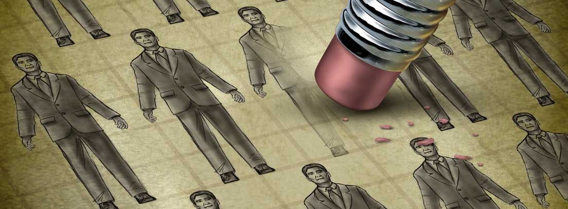 Lápiz borrando la imagen de un hombre en una ilustración